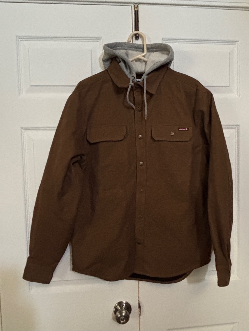 Wolverine Men’s Hooded Work Shirt Jacket M Brown Canvas Fleece Lined NWT